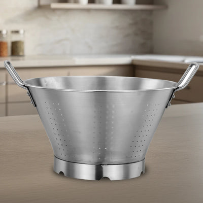 Stainless Steel Conical Colander: Deep Strainer with Drain Holes, Rust-Free, Heavy-Duty, Ideal for Rice, Vegetables, Pulses & Pasta