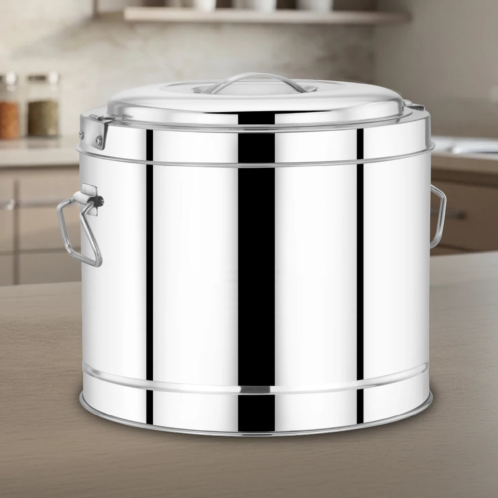 Stainless Steel Picnic Pot with Snug-Fit Lid & Handles – Rust-Free, Durable & Scratch Resistant, Double Walled, PU Insulated, Strong Locking System, Ideal for Travel, Durable Design, Keeps Food Hot/Cold for Hours
