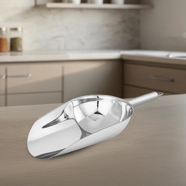 Stainless Steel Scoop: Multipurpose Shovel Design, Rust-Free, Durable, Ideal for Rice, Flour, Pulses, Grains, Hotel & Home Use