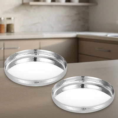 Stainless Steel Bulging Thali – 2 Pcs Set, High Quality, Hammered Finish, Durable & Rust-Free, Ideal for Daily & Festive Use, 26cm, 28cm, 30.5cm, 33cm