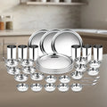 Ragga Stainless Steel Heavy Gauge Dinner Set: Rust-Free, Mirror Finish, Silver, Durable, Dishwasher Safe, Ideal Gifting Dinner Set for Anniversary, Wedding, Housewarming