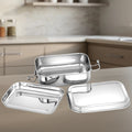Stainless Steel Linea Lunch Box: Rectangular Box with Divider Plate, Compact, Durable & Ideal for Office or School Use