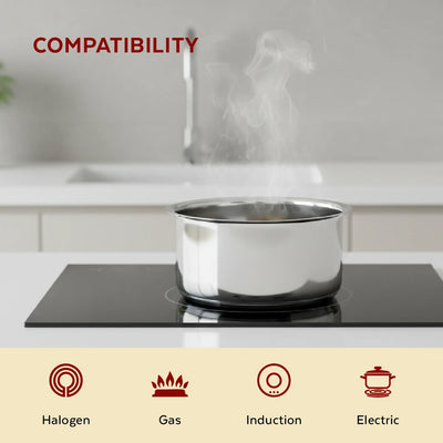 Avanti Stainless Steel Tope 3 Pc Set, Premium Quality, Multipurpose Cook & Serve Handi, Tri Ply Base, Non-stick, Gas & Induction Compatible, 12 cm + 14 cm + 16 cm