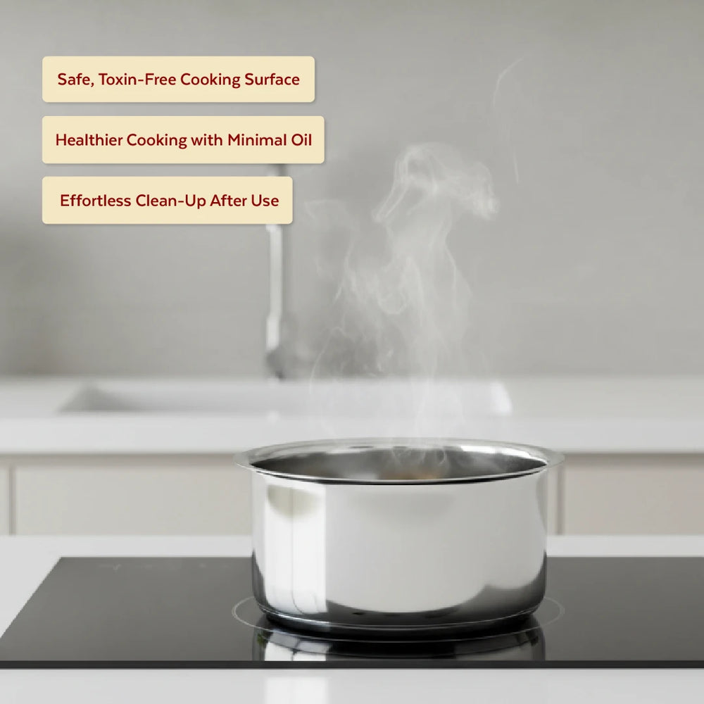 Avanti Stainless Steel Tope 5 Pc Set: Premium Quality, Multipurpose Cook & Serve Handi, Tri Ply Base, Non-stick, Gas & Induction Compatible, 12cm + 14cm + 16cm + 18cm + 20cm