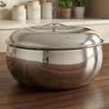 Curve Premium Double Wall Insulated Stainless Steel Casserole, Hot Pot for Roti-Rice-Gravy-Curry, Mirror Finish, Silver Hot Box with Snug Fit Lid Lid, Retains Temperature, Twist Lock