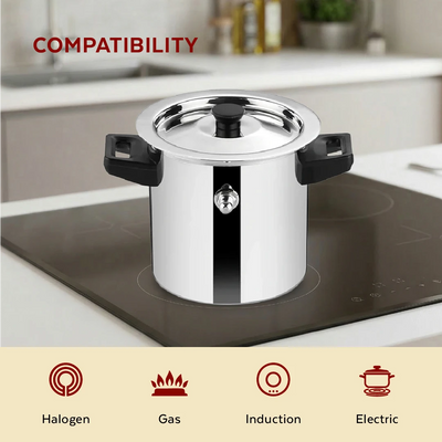 Stainless Steel Milk Boiler with Whistle, Spill-Free, Induction & Gas Compatible, Snug-Fit Lid, StayCool+ Handle & Lid Knob