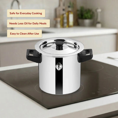 Stainless Steel Milk Boiler with Whistle, Spill-Free, Induction & Gas Compatible, Snug-Fit Lid, StayCool+ Handle & Lid Knob