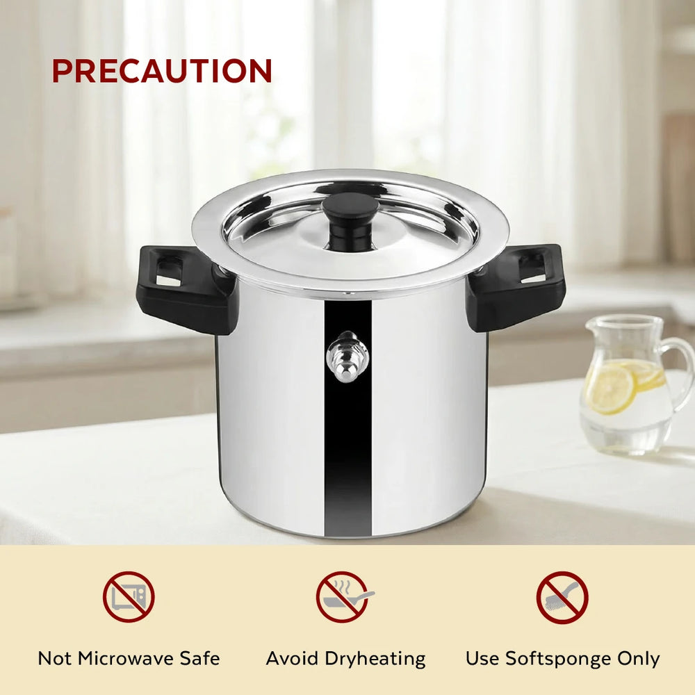 Stainless Steel Milk Boiler with Whistle, Spill-Free, Induction & Gas Compatible, Snug-Fit Lid, StayCool+ Handle & Lid Knob