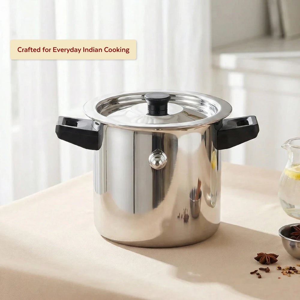Stainless Steel Milk Boiler with Whistle, Spill-Free, Induction & Gas Compatible, Snug-Fit Lid, StayCool+ Handle & Lid Knob