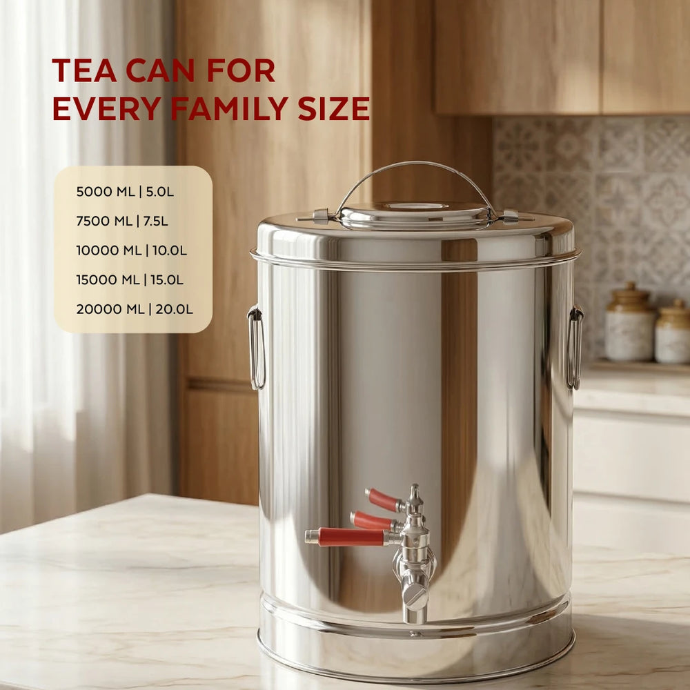 Stainless Steel Chai Pot / Tea Can with Tap – Double Wall Insulated Tea Dispenser