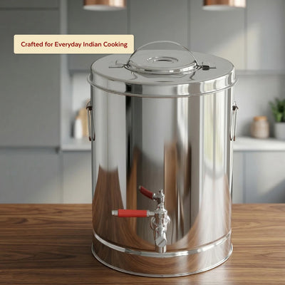 Stainless Steel Chai Pot / Tea Can with Tap – Double Wall Insulated Tea Dispenser