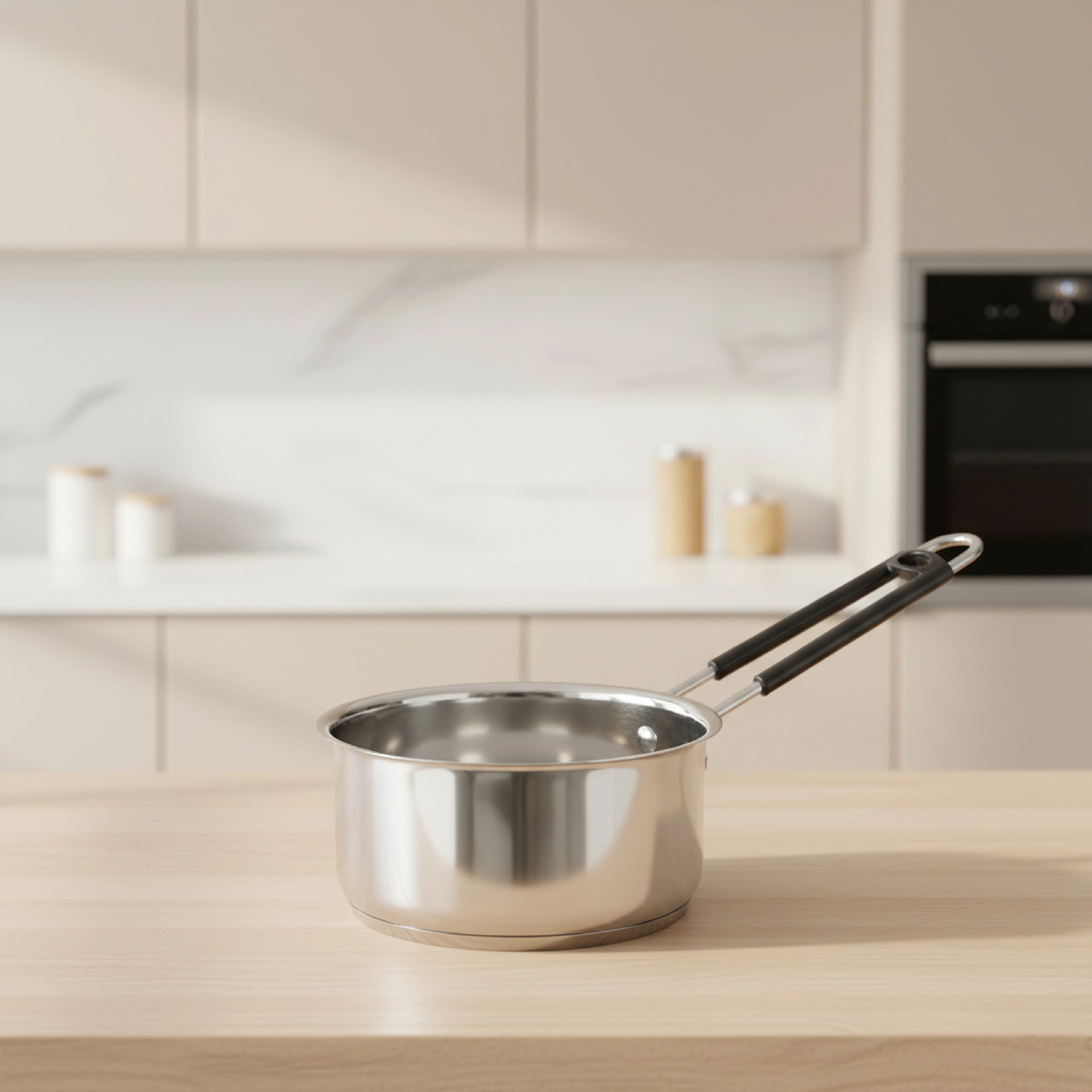 MAHAA Utena Stainless Steel Sauce Pan – Tea, Milk, Soup, Maggie Pan | Tri Ply Base | Non-stick | Gas & Induction Compatible | StayCool+ Handle | 14cm / 16cm / 18cm / 20cm