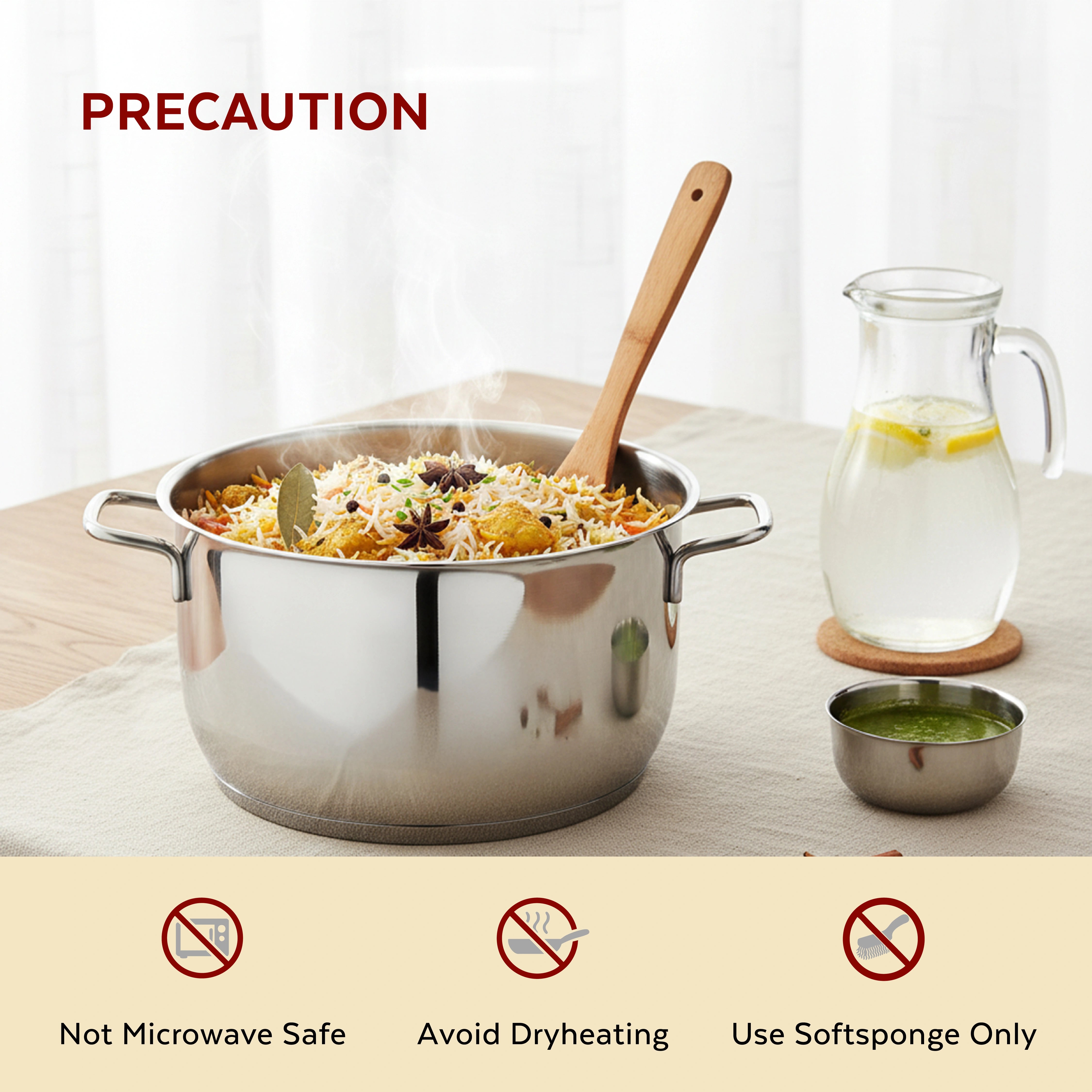MAHAA Avanti Stainless Steel Cooking / Biryani Pot – Premium Quality with Snug-Fit Lid | Tri Ply Base | Non-stick | Gas & Induction Compatible | Cool-Touch Handle | 1.2L to 11.6L | Free ₹300 SS Water Bottle