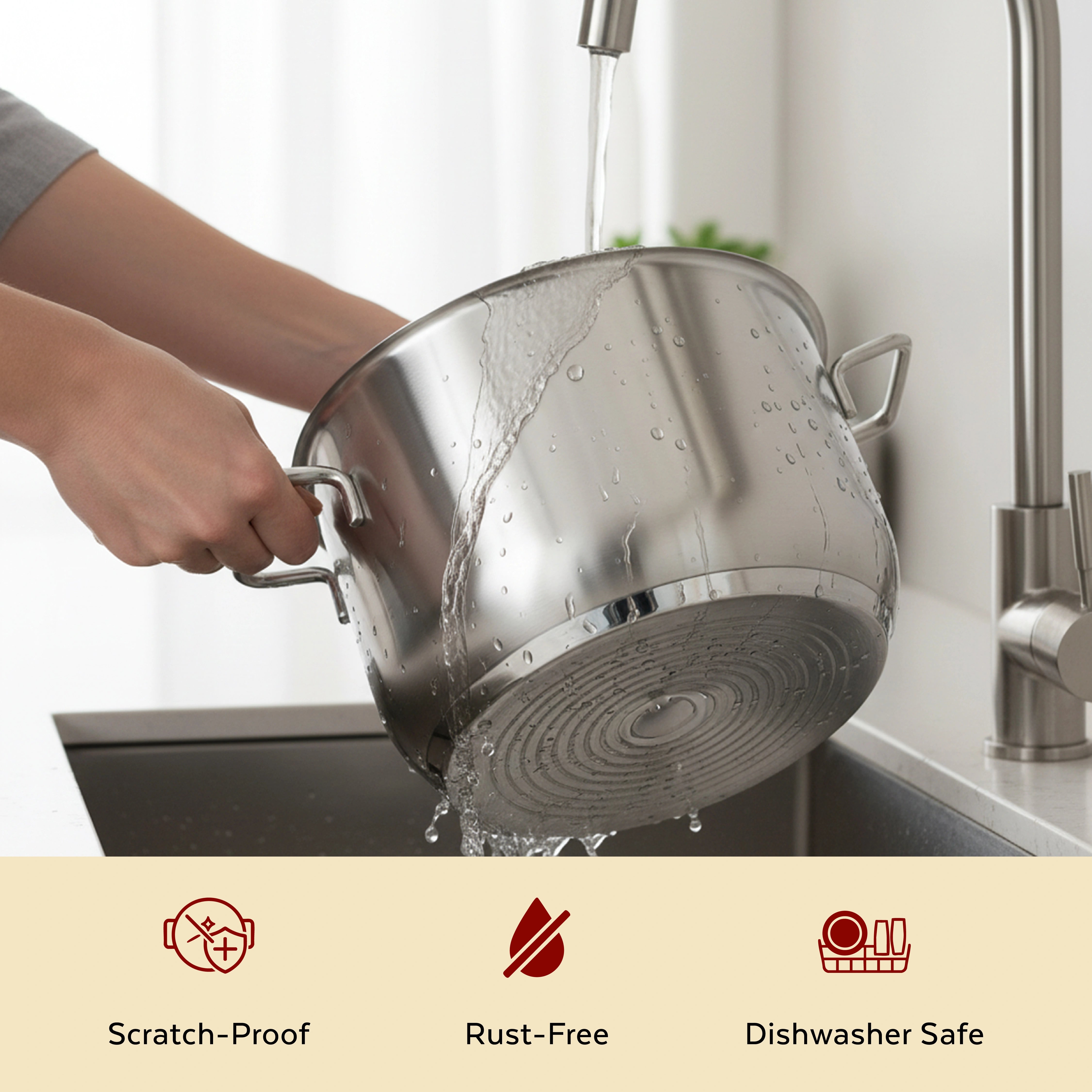 MAHAA Avanti Stainless Steel Cooking / Biryani Pot – Premium Quality with Snug-Fit Lid | Tri Ply Base | Non-stick | Gas & Induction Compatible | Cool-Touch Handle | 1.2L to 11.6L | Free ₹300 SS Water Bottle