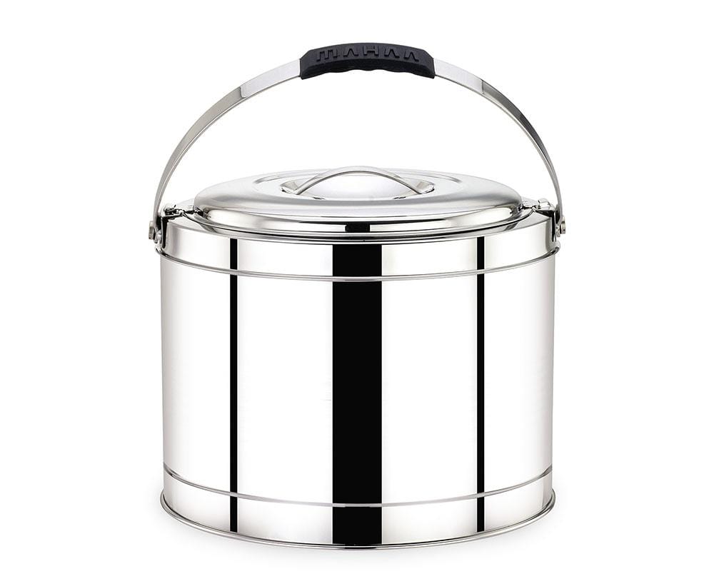 MAHAA Stainless Steel Picnic Pot with Snug-Fit Lid & Handles – Rust-Free | Durable & Scratch Resistant | Double Walled, PU Insulated, Strong Locking System | Ideal for Travel, Durable Design | Keeps Food Hot/Cold for Hours | 2.5 L - 30 L